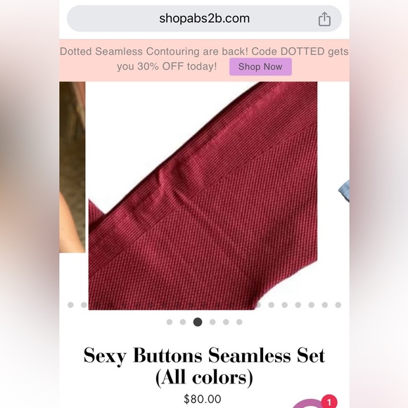 Abs2B Sexy Buttons Seamless Set Wine, High Compression, Scrunch Butt, Small, NWT - Picture 2 of 11